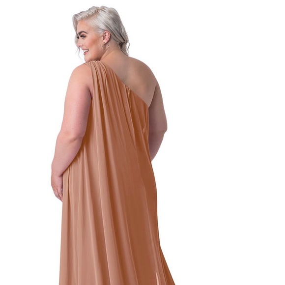 Azazie One Shoulder Dress in champagne rose - Picture 4 of 10